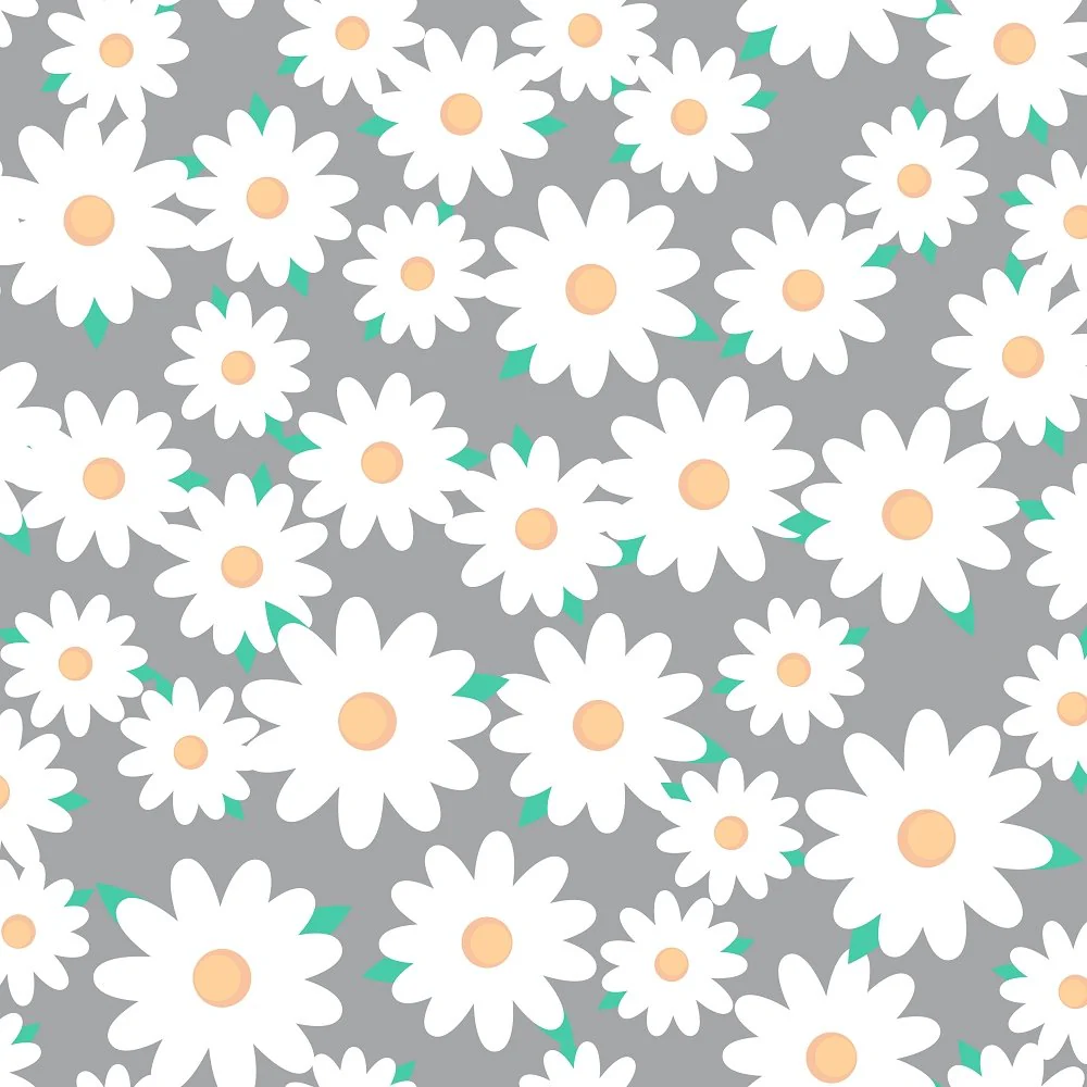 Japanese Round Floral Fabric - Dusty Gray