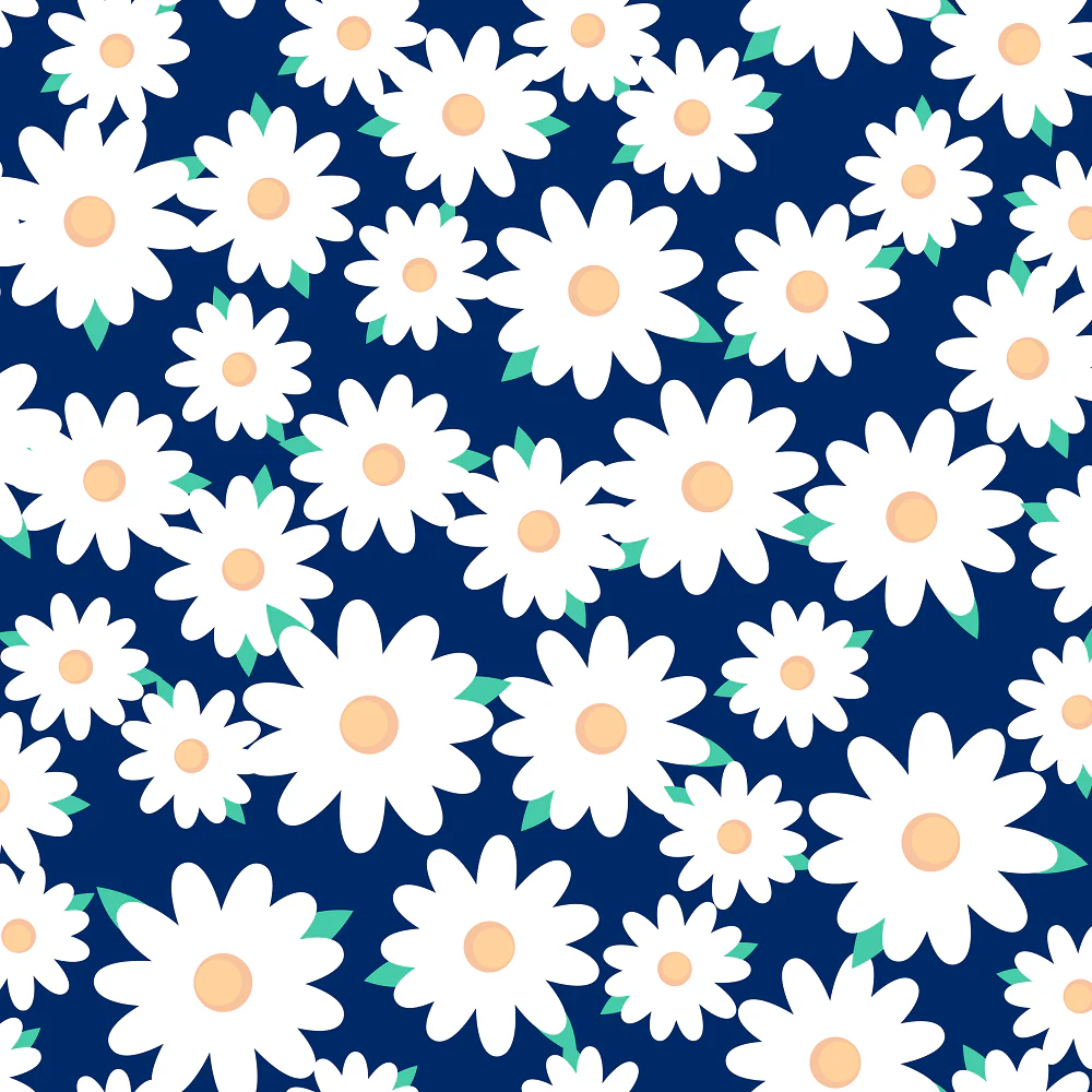 Japanese Round Floral Fabric - Navy Blue