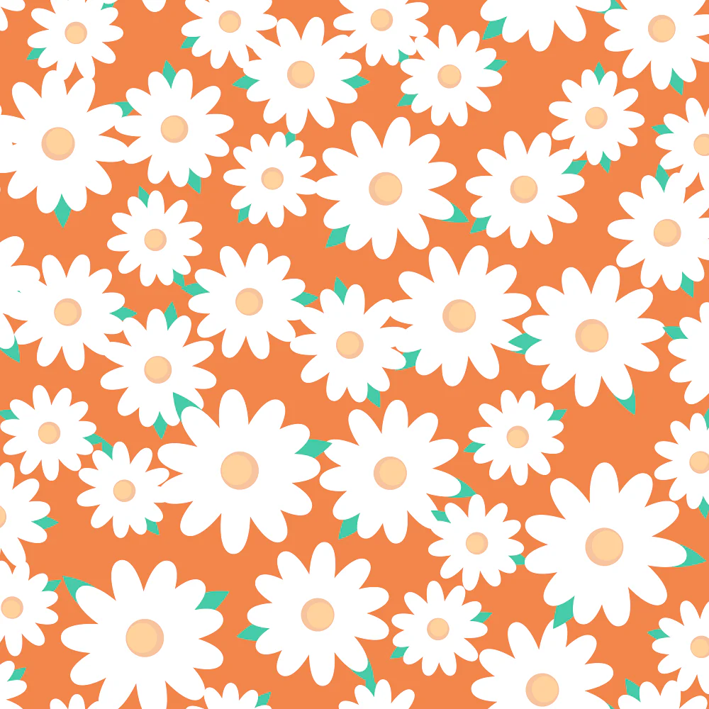 Japanese Round Floral Fabric - Soft Orange