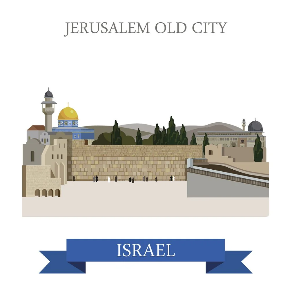 Jerusalem Old City Fabric Panel - Multi