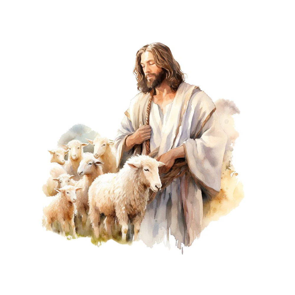 Jesus & His Herd of Lamb Fabric Panel