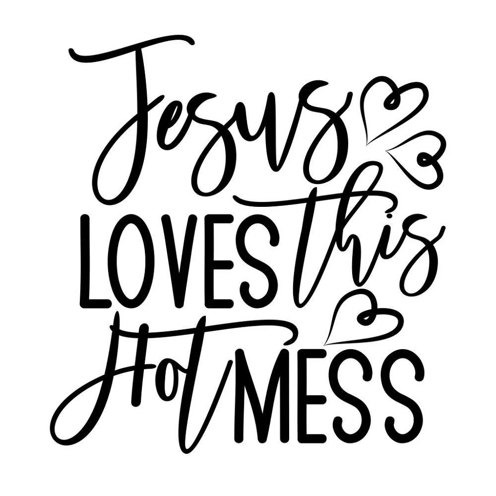 Jesus Loves This Hot Mess Fabric Panel