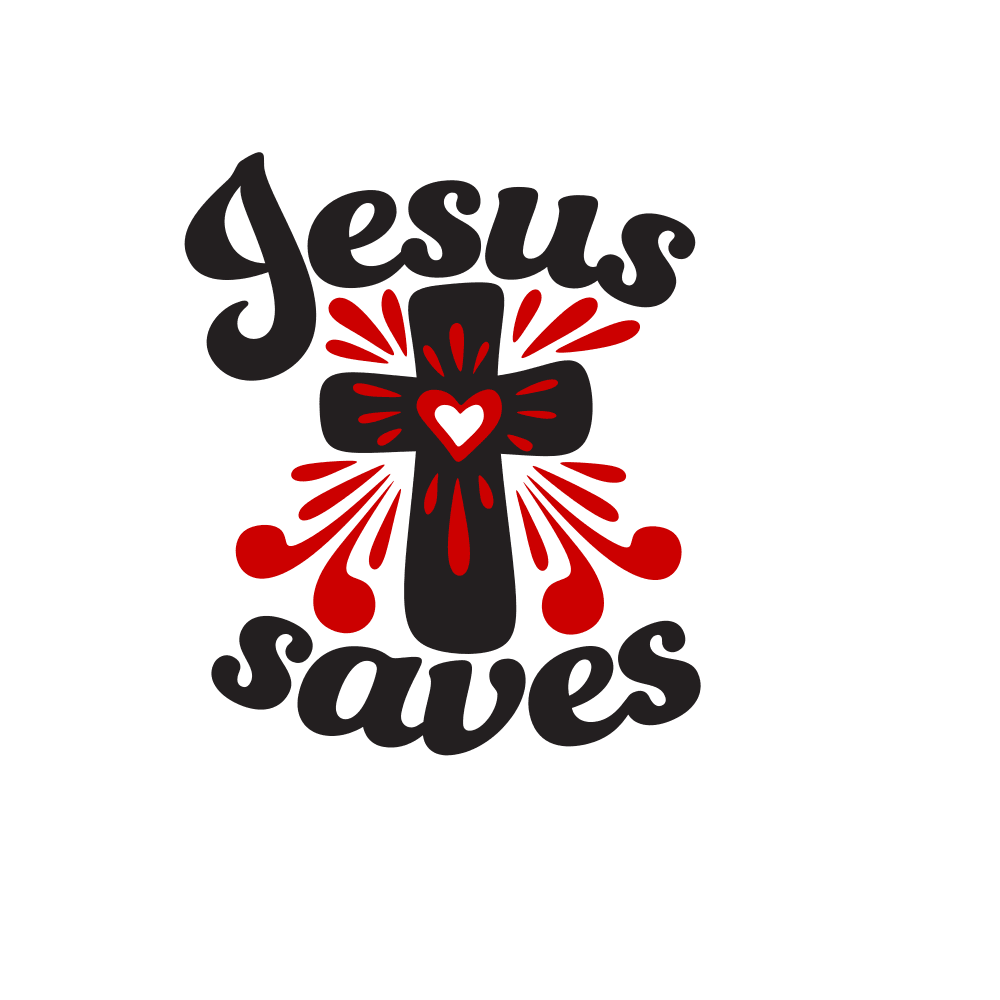 Jesus Saves Fabric Panel - Red