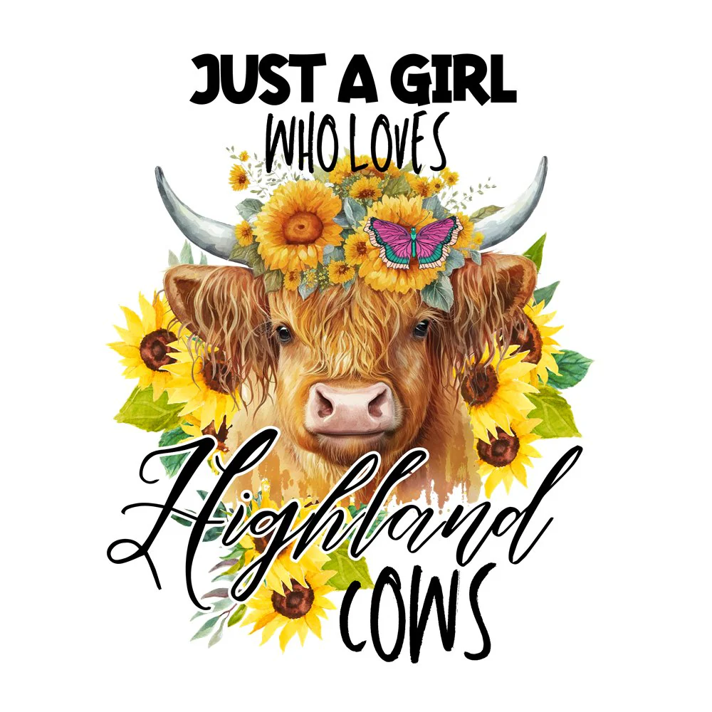 Just A Girl Who Loves Highland Cows Fabric Panel