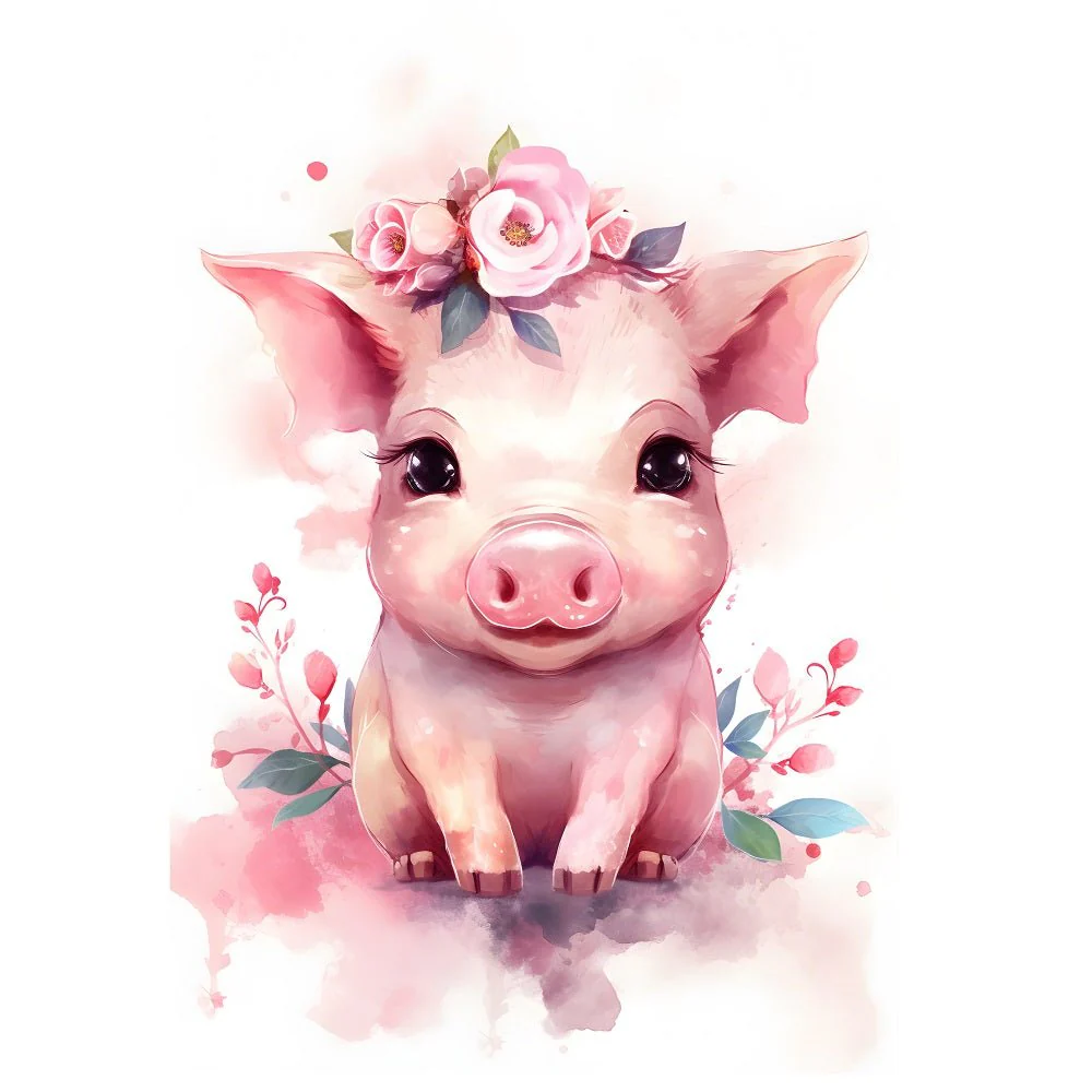 Kawaii Nursery Baby Pig Fabric Panel