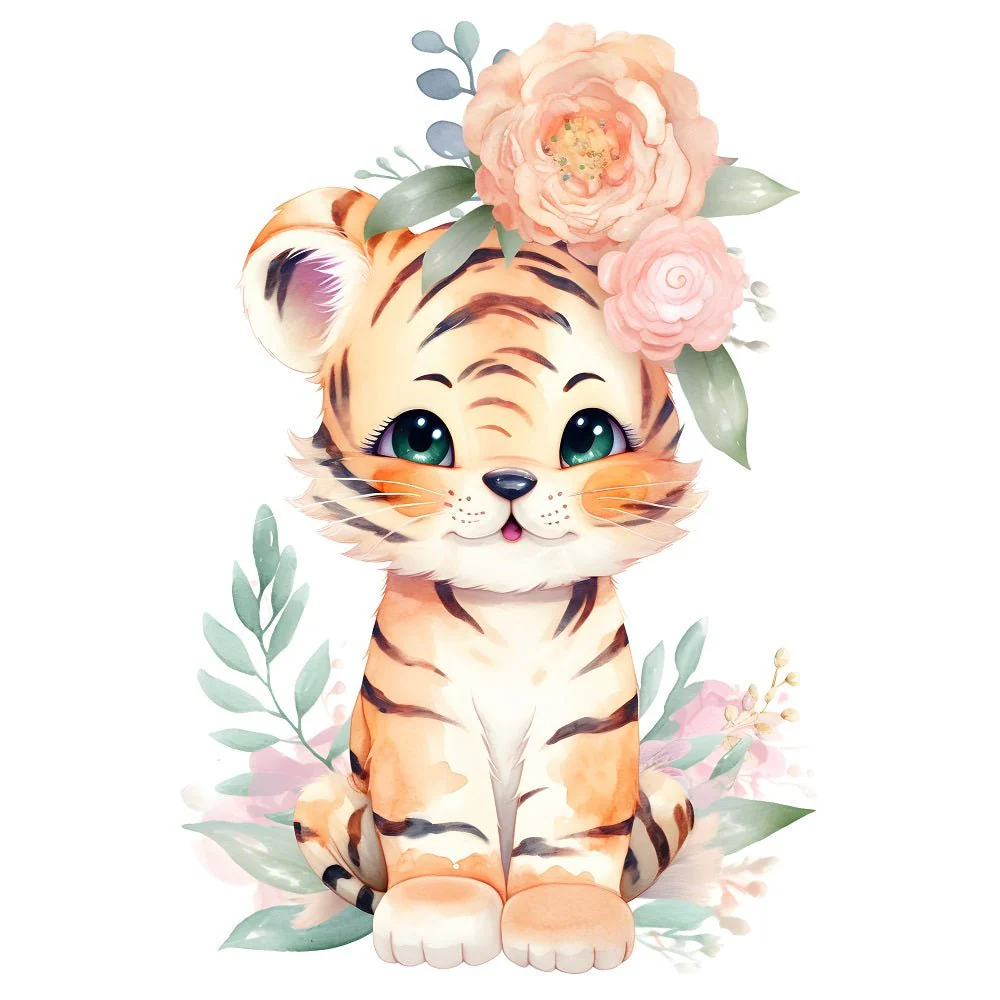 Kawaii Nursery Baby Tiger Fabric Panel