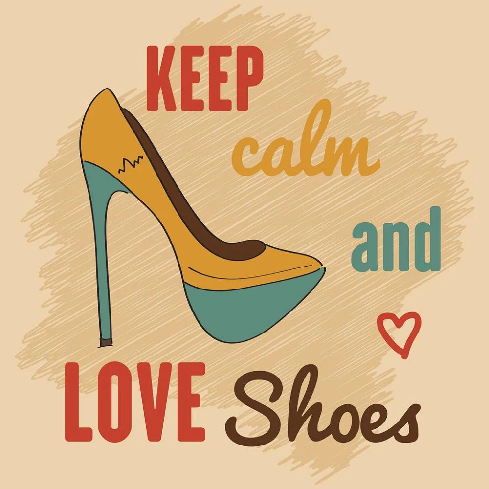 Keep Calm And Love Shoes Fabric Panel - Tan