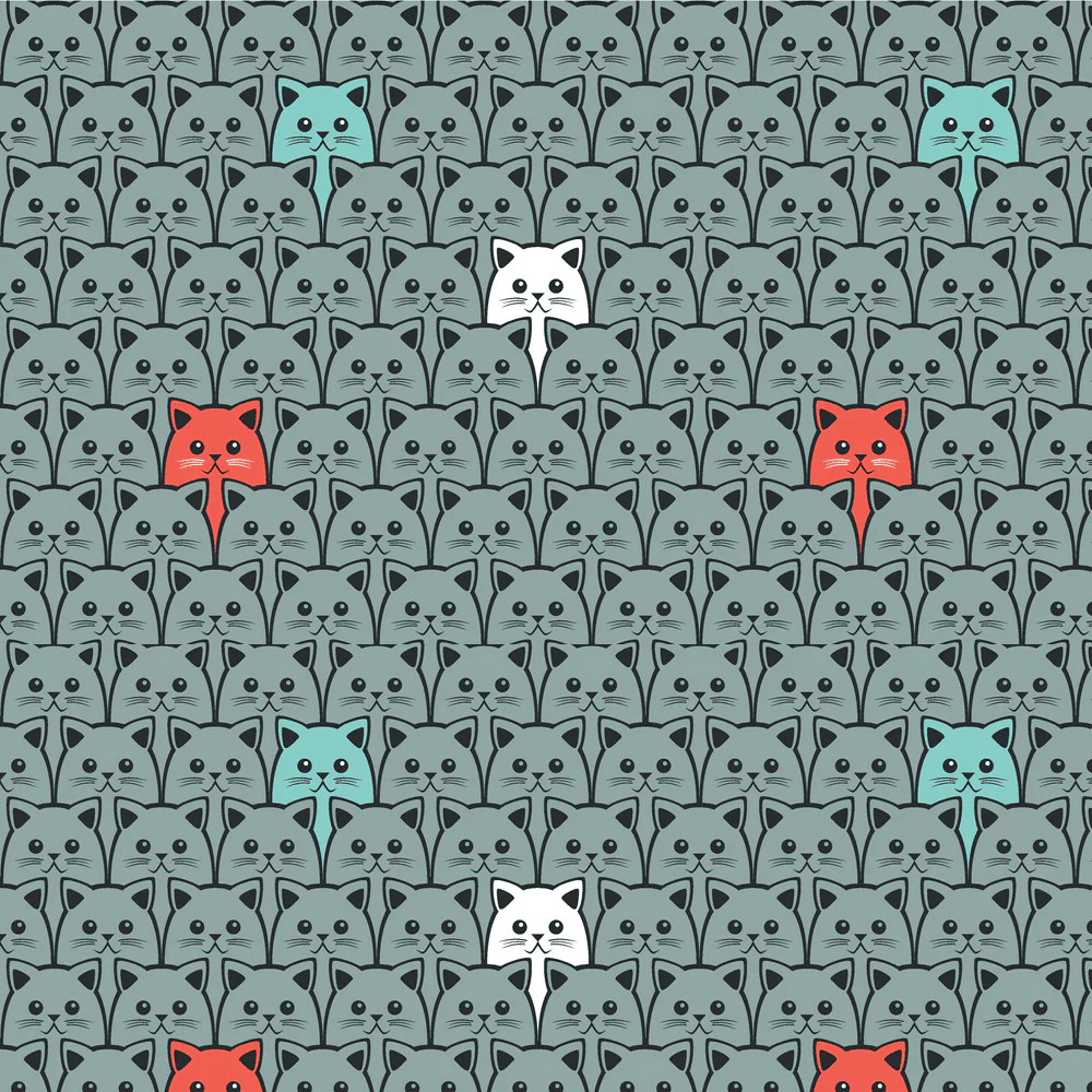 Kitty Cats Fabric - Gray