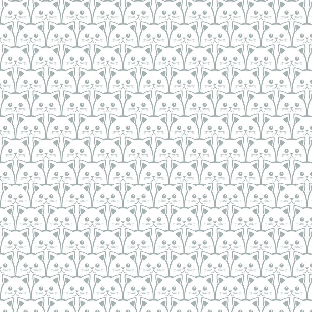Kitty Cats Fabric - White