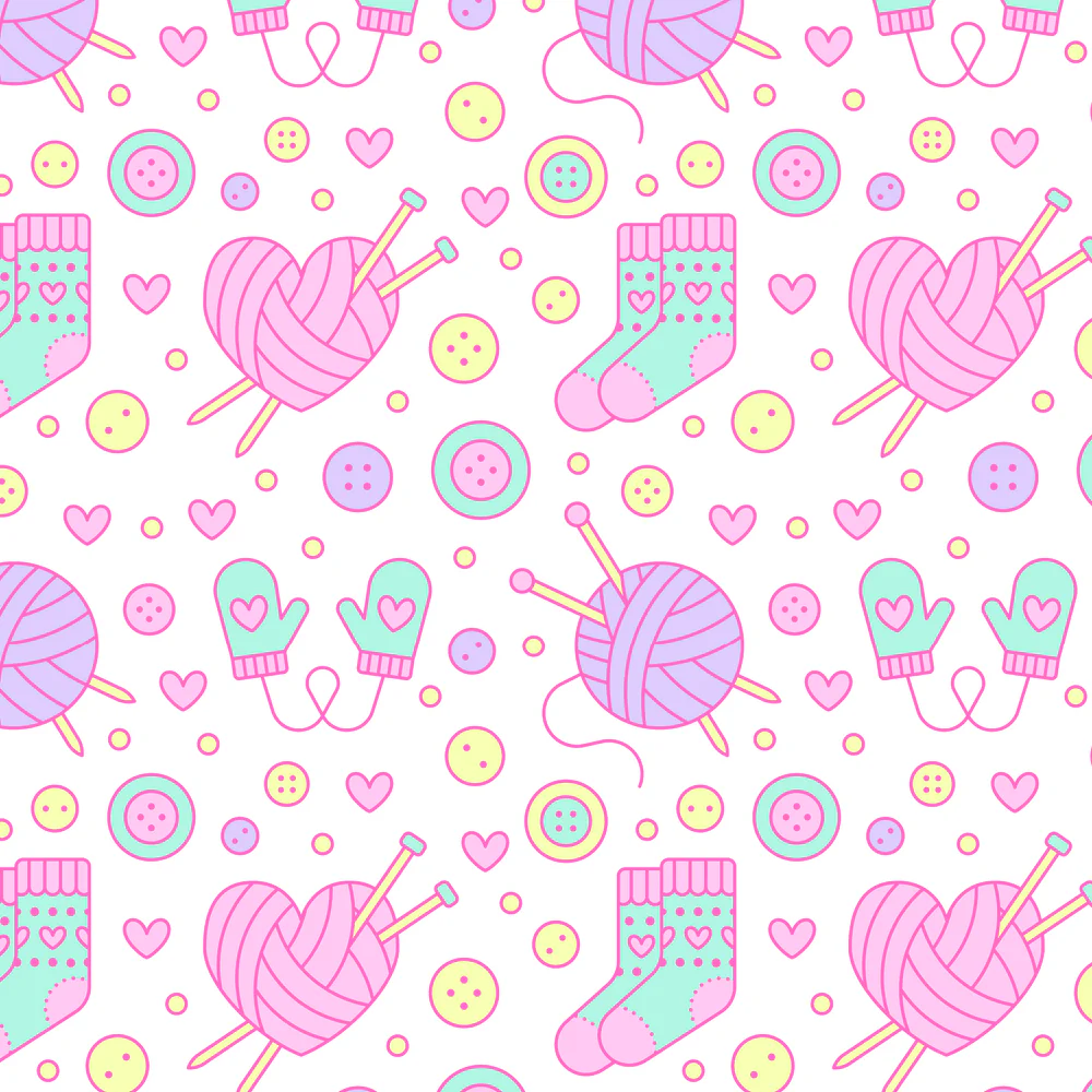 Knitting With Love Fabric - Pink