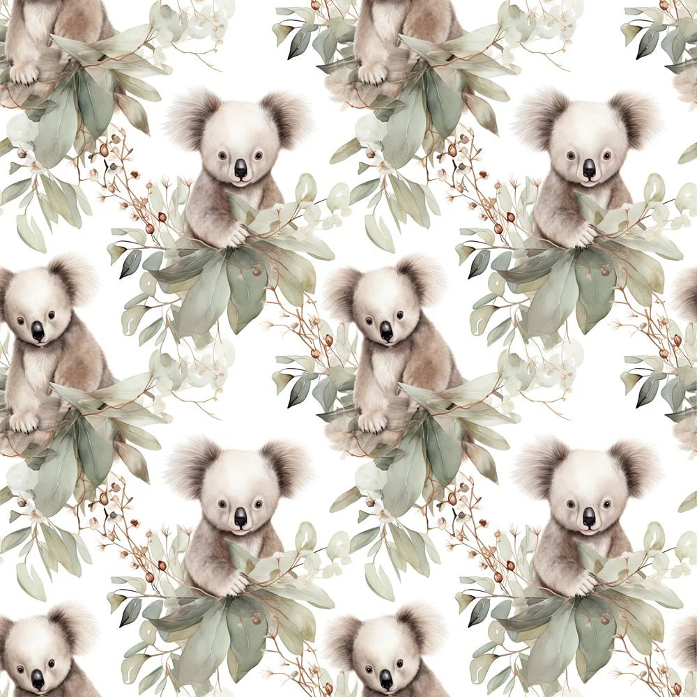 Koala In Leaves Fabric
