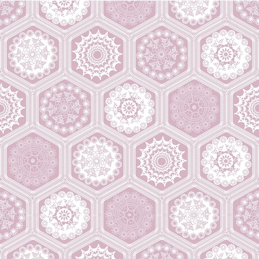 Lace Patchwork Fabric - Pink