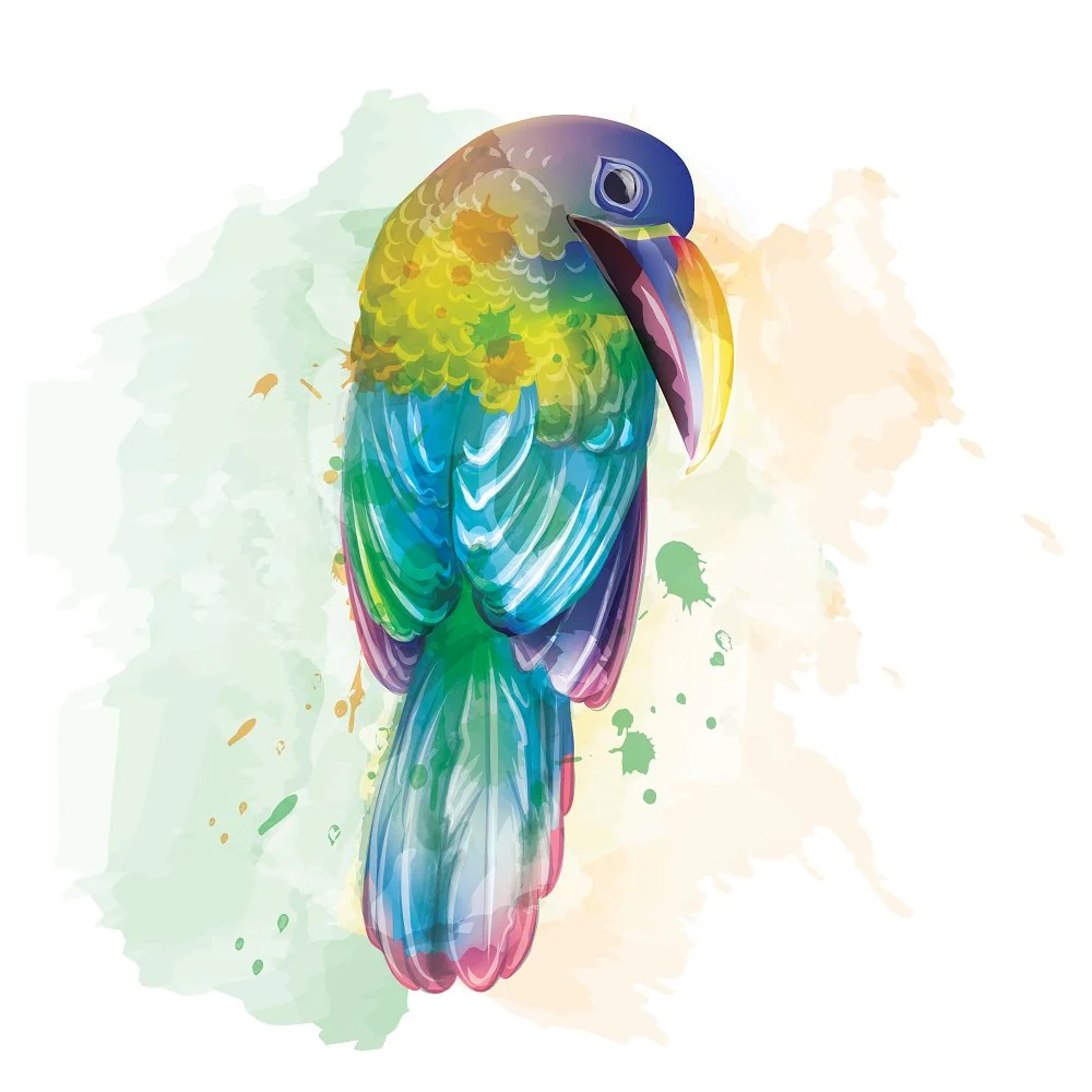 Large Beak Parrot Fabric Panel