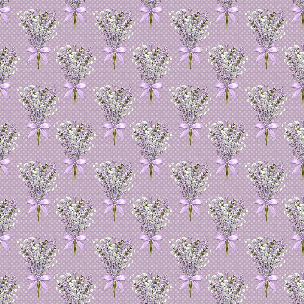 Lavender Bouquet With Grunge Dots Fabric - Purple