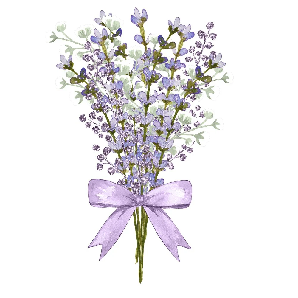 Lavender Bouquet With Purple Bow Fabric Panel