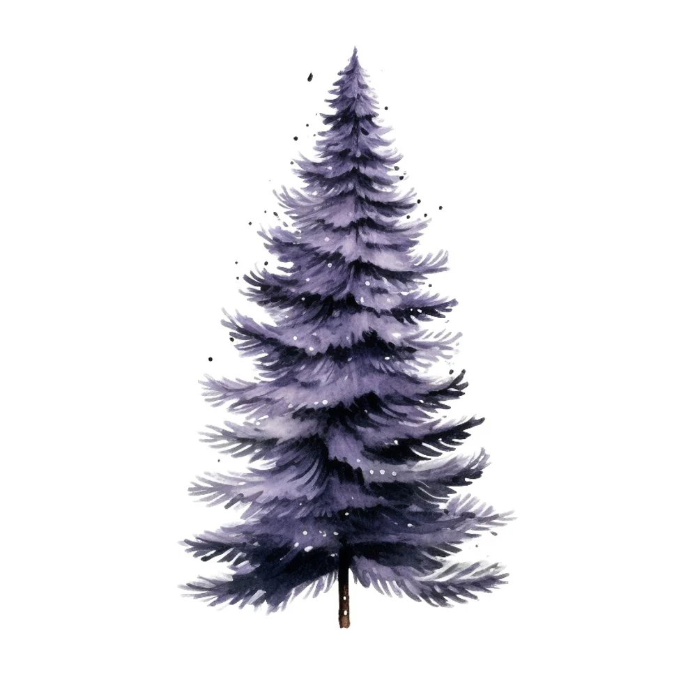Lavender Christmas Tree Plain #2 Fabric Panel