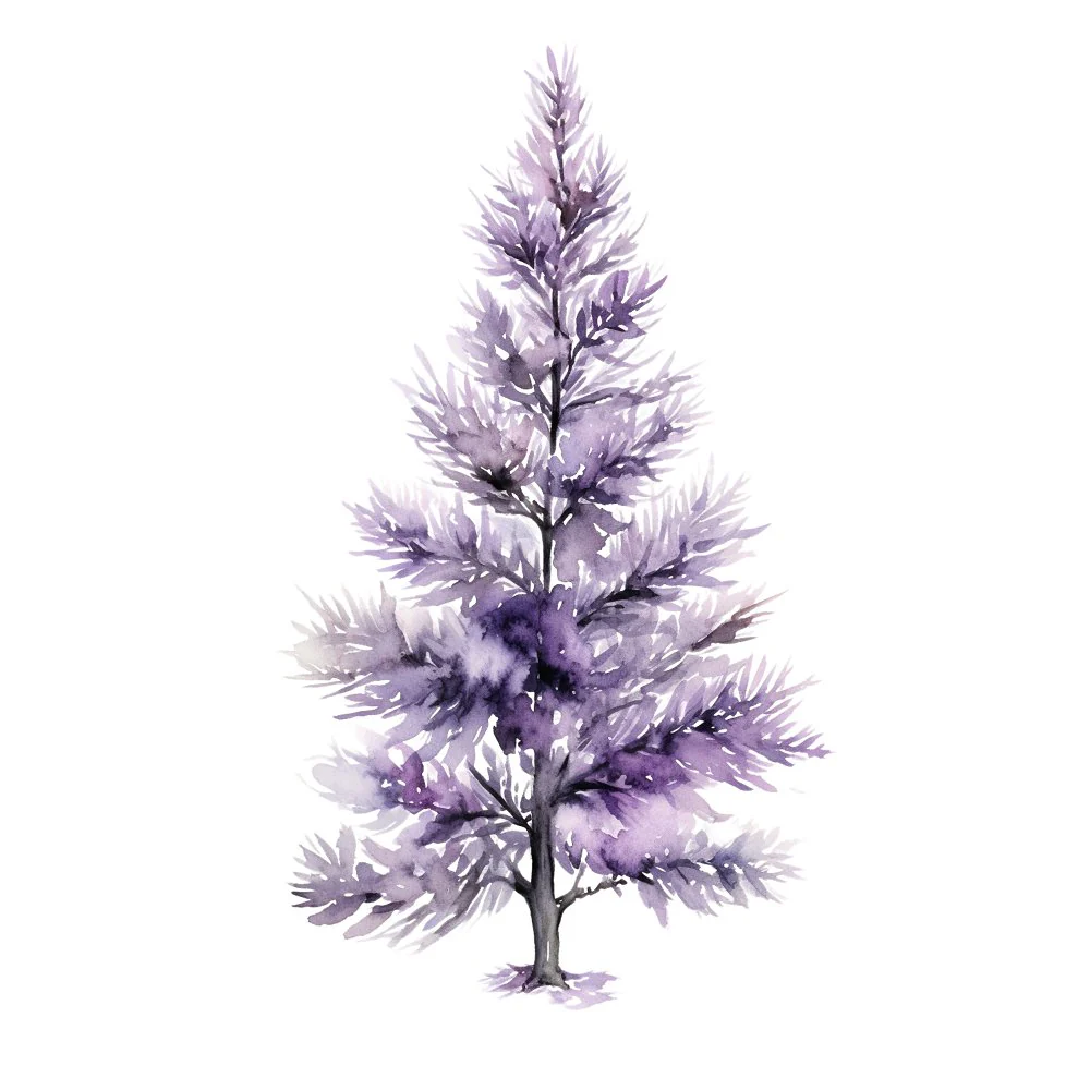 Lavender Christmas Tree Plain #3 Fabric Panel