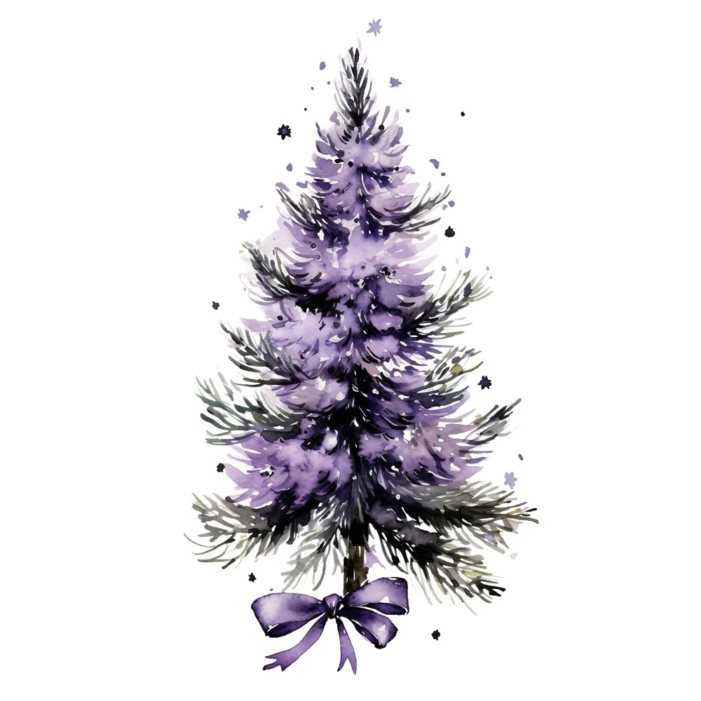 Lavender Christmas Tree with Bow Fabric Panel