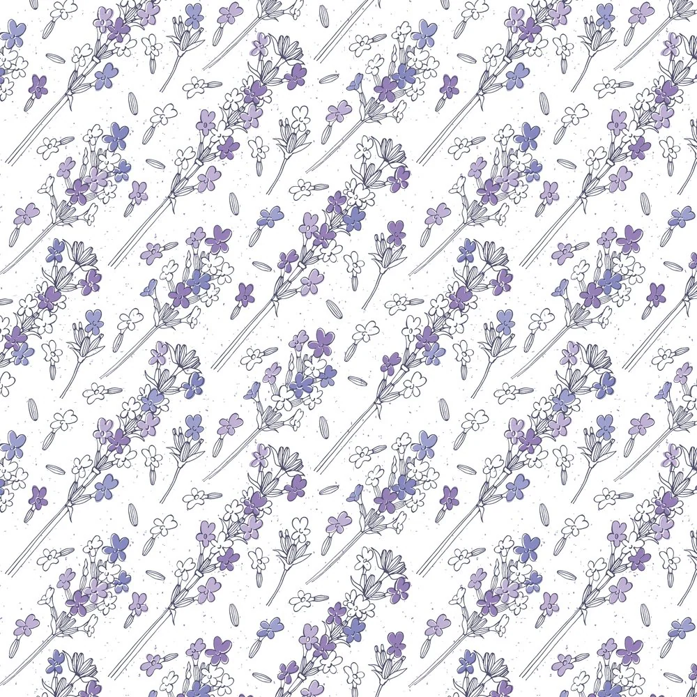 Lavender Stalks Fabric - Purple