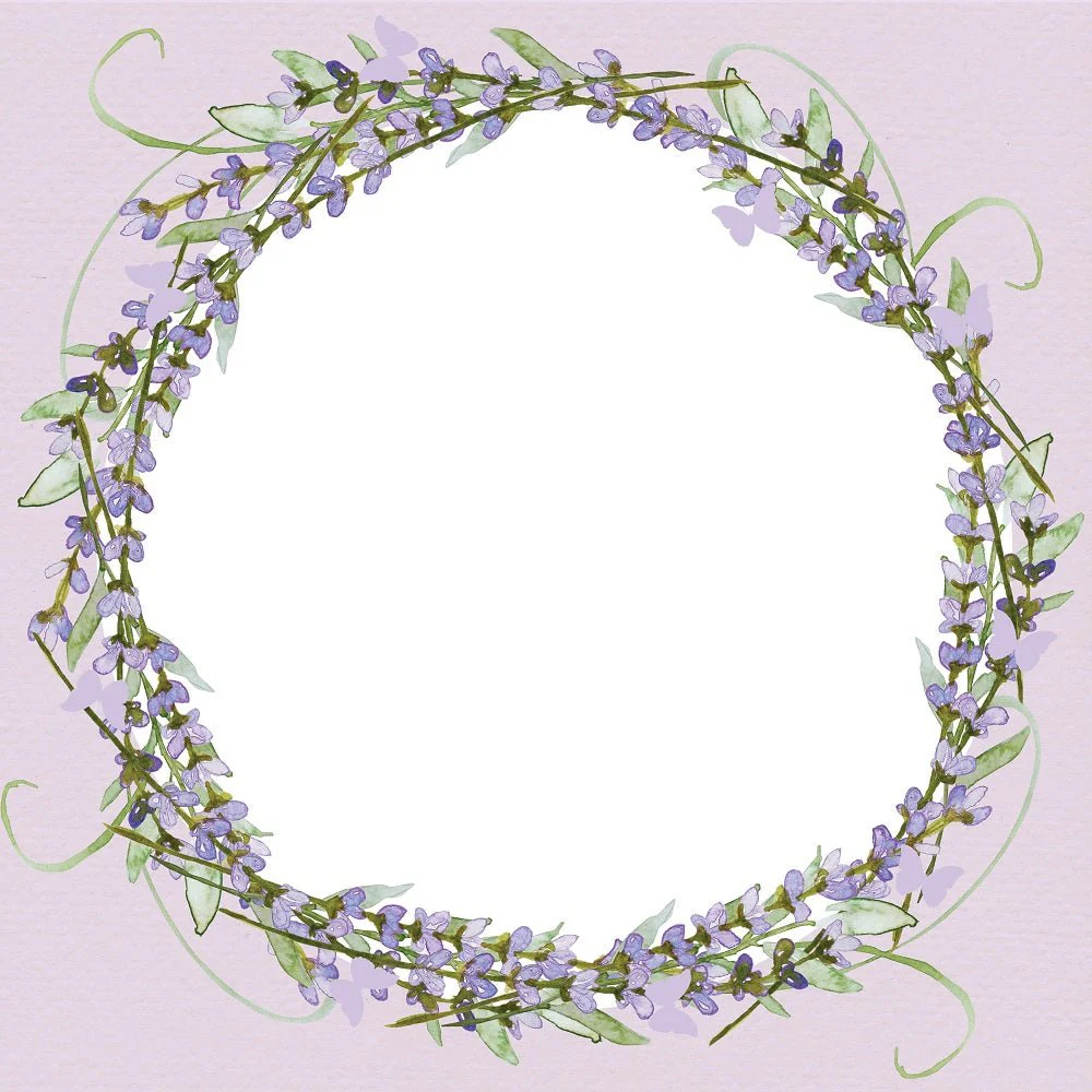 Lavender Wreath Fabric Panel - Purple