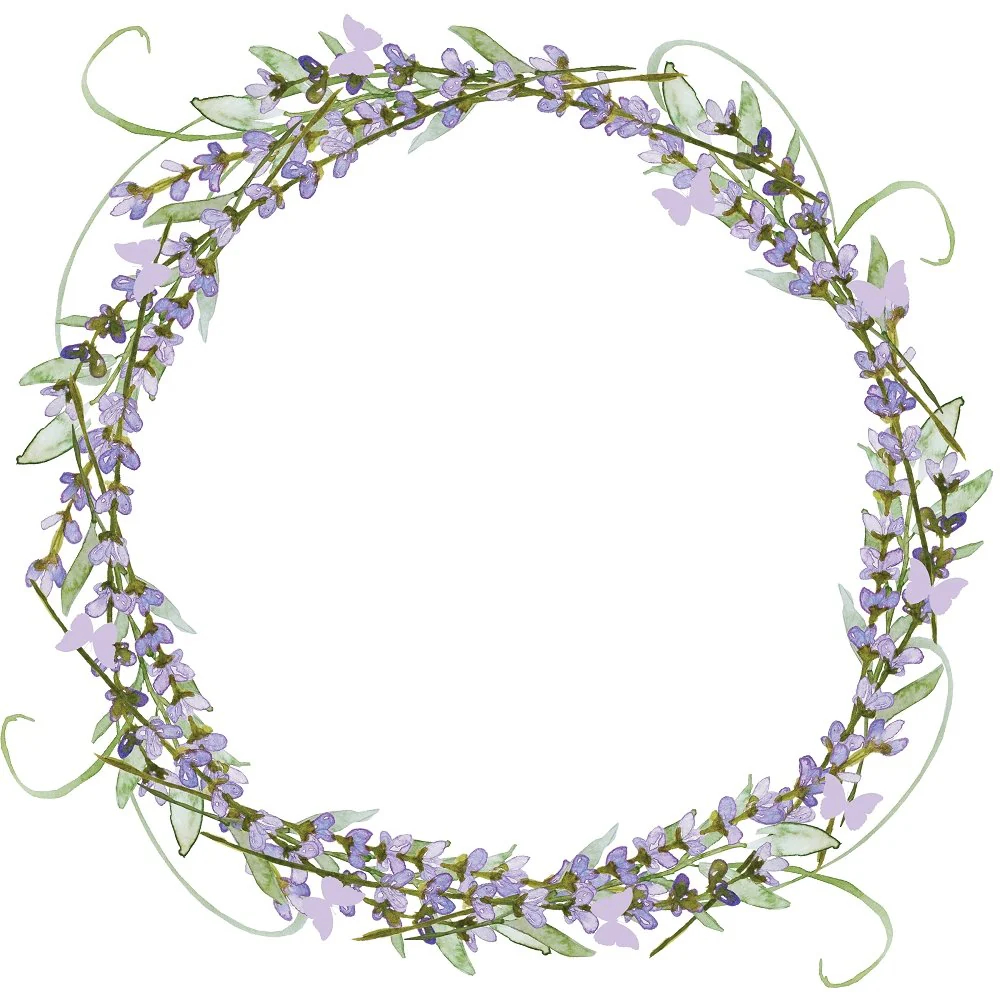 Lavender Wreath Fabric Panel - White