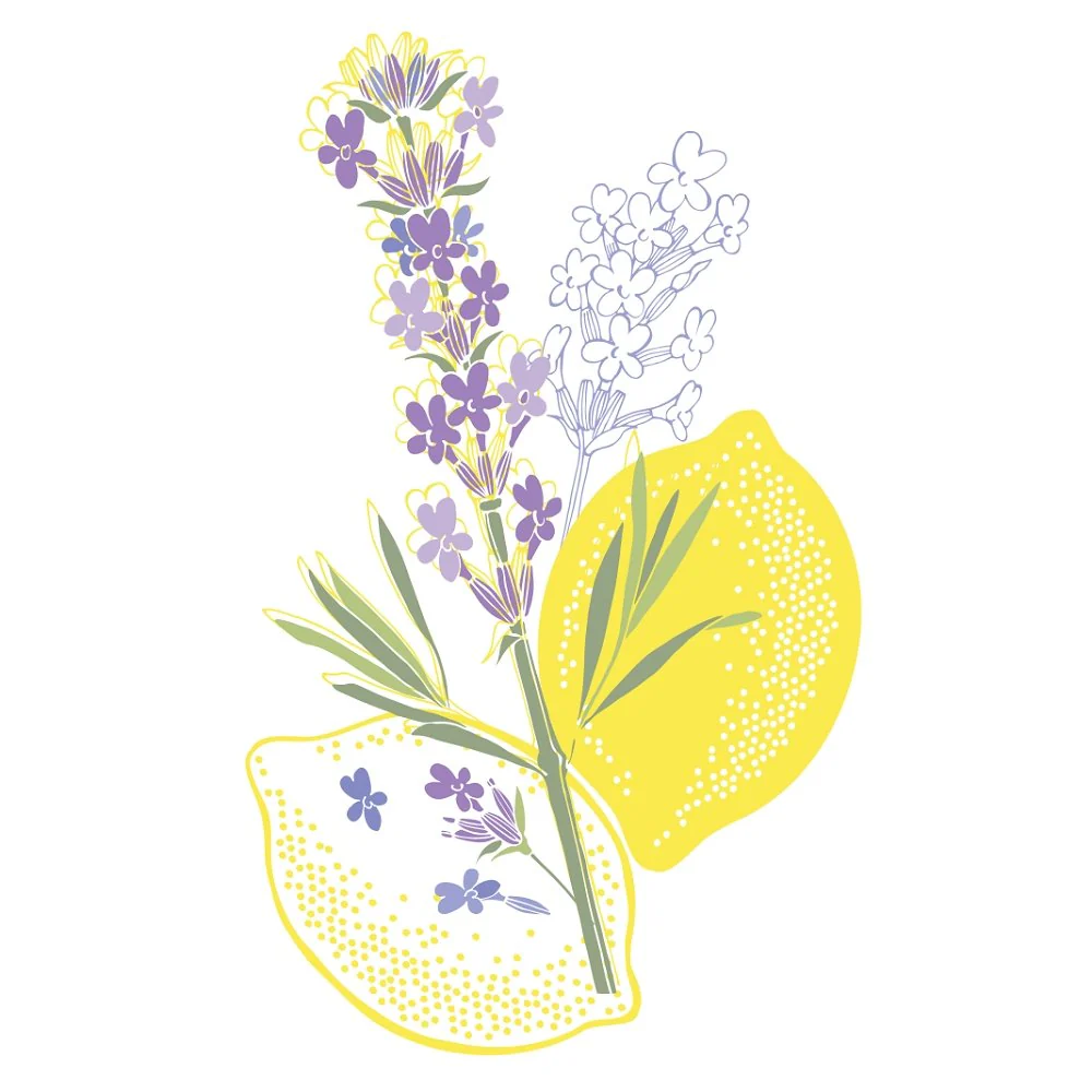 Lemon & Lavender Arrangement Fabric Panel - Variation 3