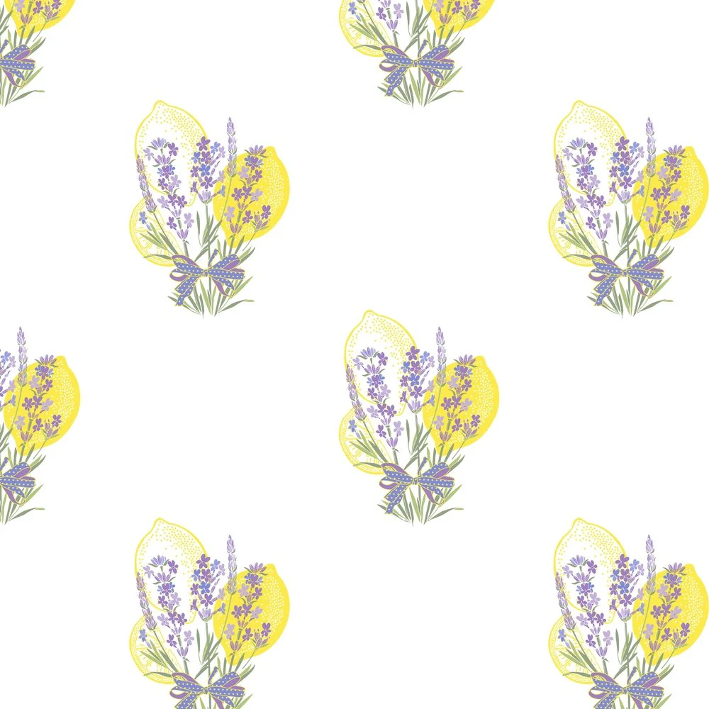 Lemon & Lavender Bouquet Fabric