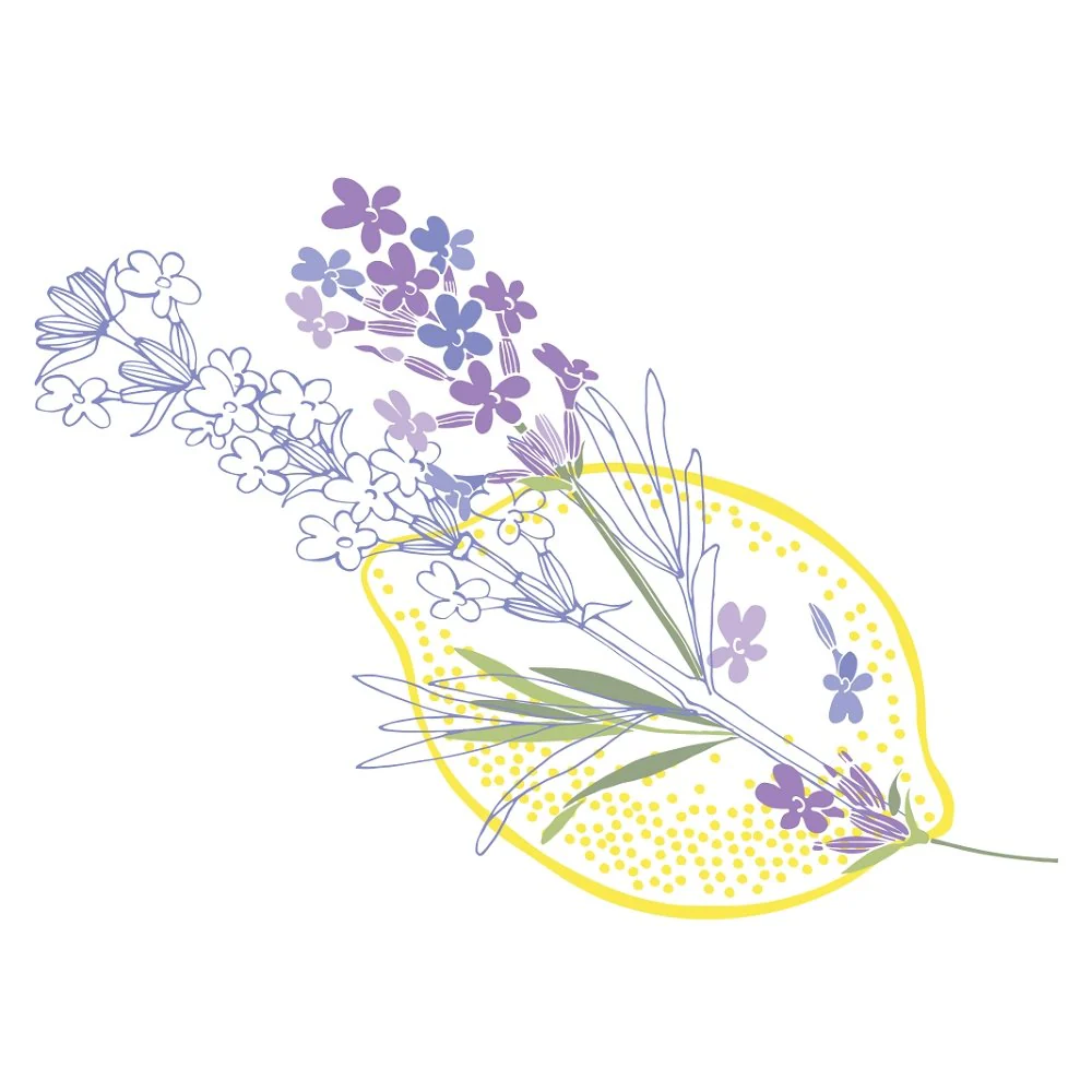 Lemon & Lavender Fabric Panel - Variation 1
