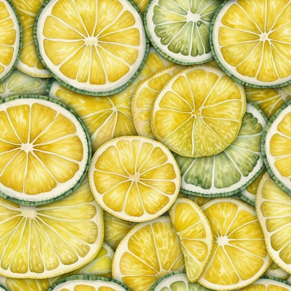 Lemons and Limes Slices Fabric