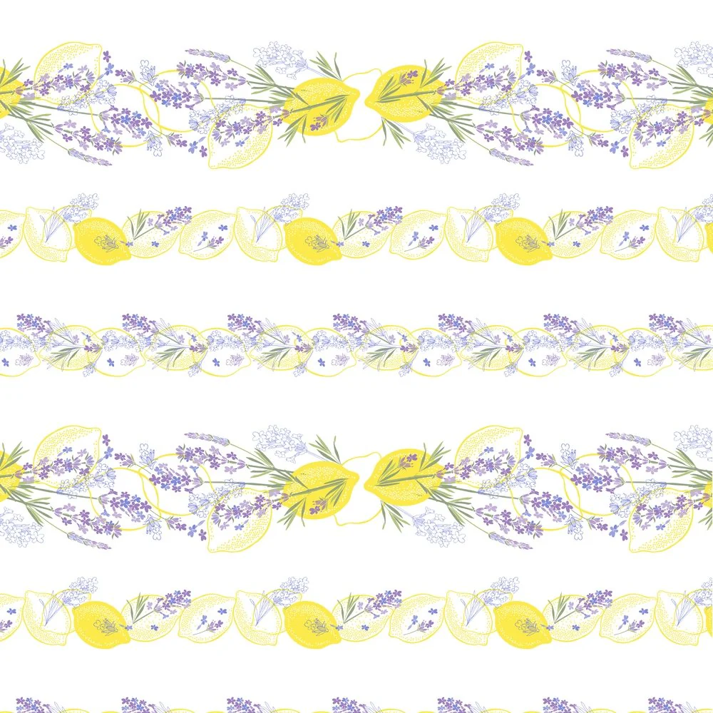 Lemons & Lavender Stripes Fabric