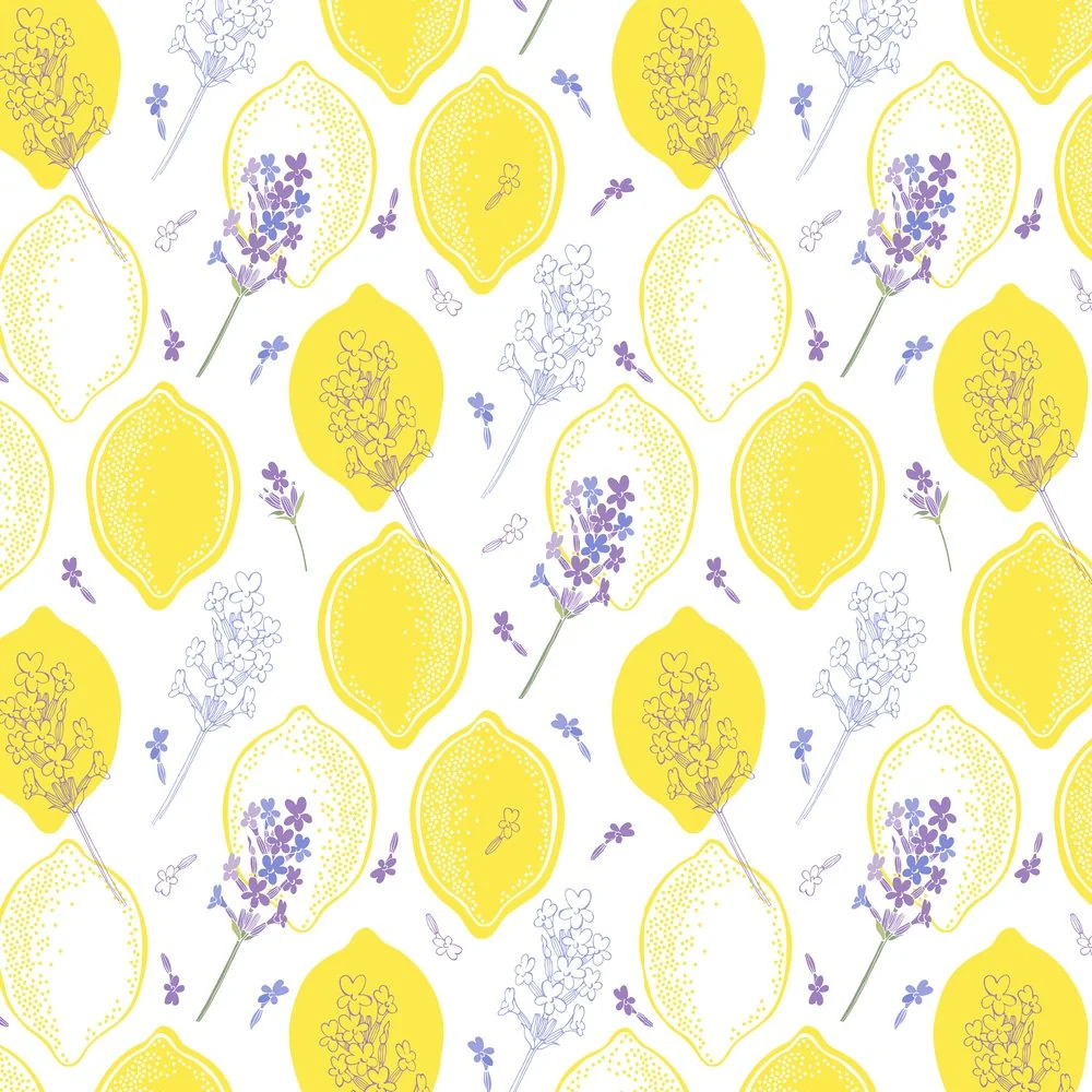 Lemons With Lavender Garnishes Fabric - Variation 1