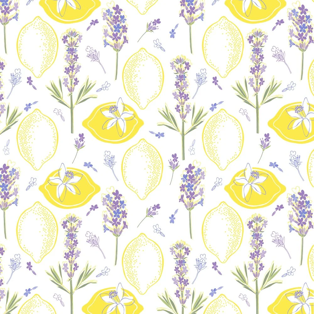 Lemons With Lavender Garnishes Fabric - Variation 2