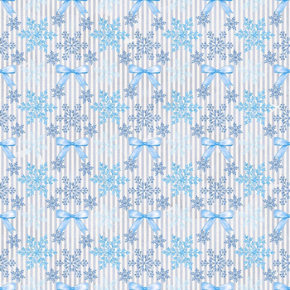 Let It Snow Snowflakes and Ribbons Fabric