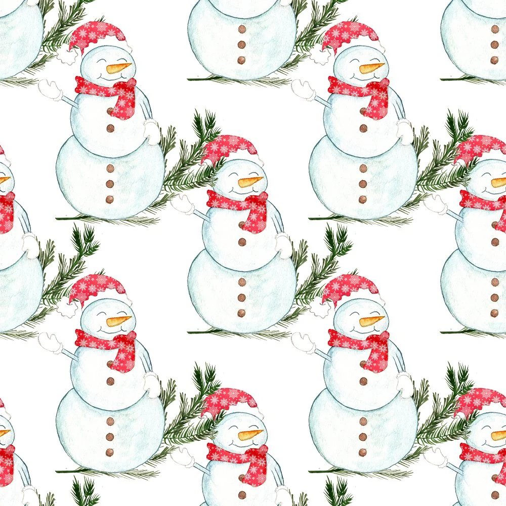 Let It Snow Snowmen Fabric - White