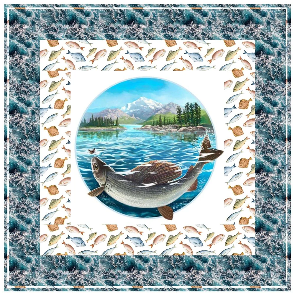 Let's Go Fishing on the Lake Wall Hanging 42" x 42"