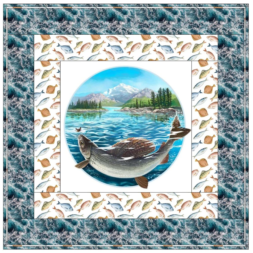 Let's Go Fishing on the Lake Wall Hanging 42" x 42" - Image 3