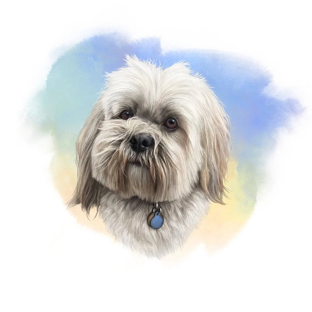 Lhasa Apso Portrait Fabric Panel