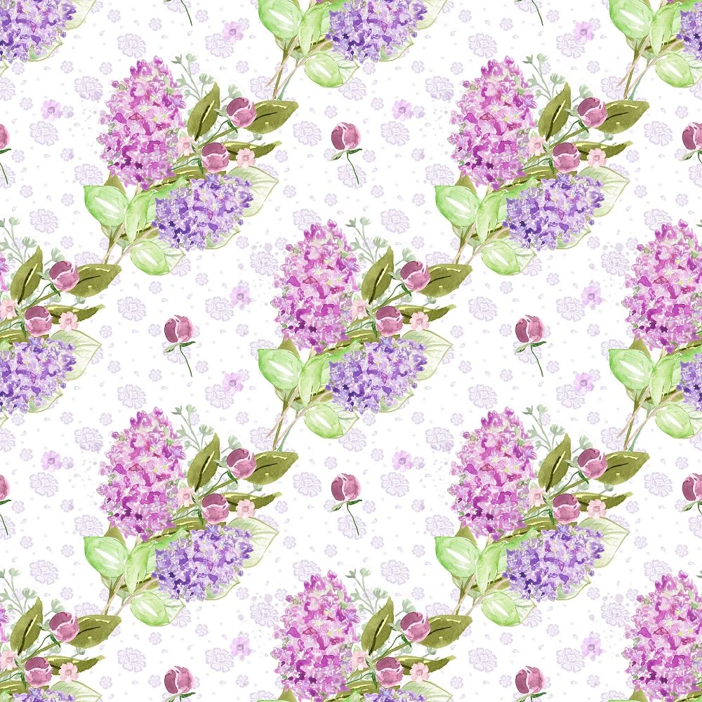 Lilac Bouquets & Florals Fabric - Purple