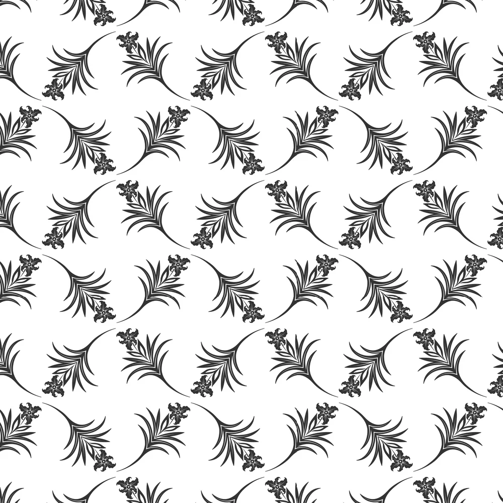 Lily Branch Fabric - Black