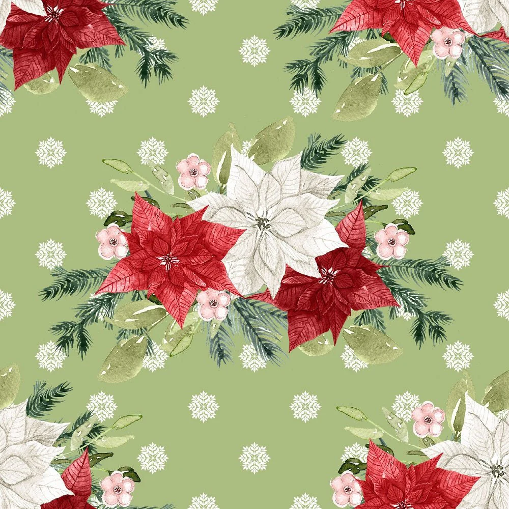 Little Bambi Flowers Fabric - Green