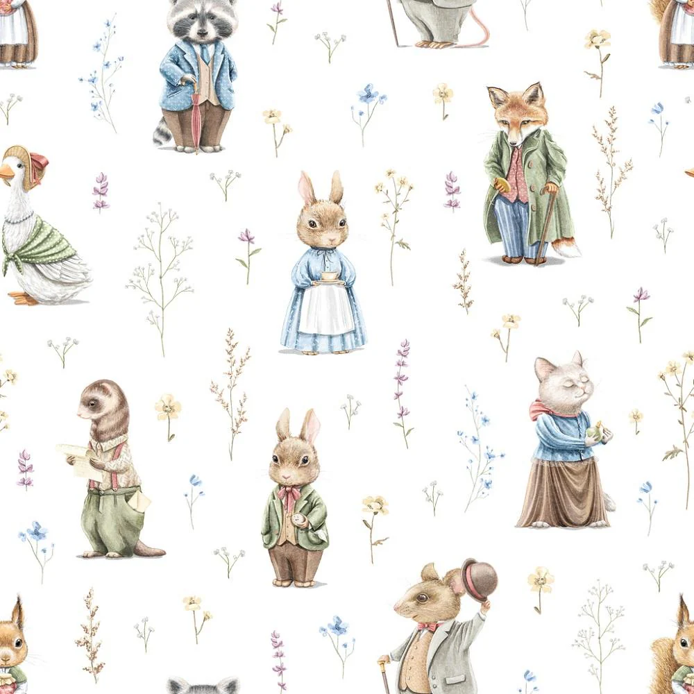 Little Critters Floral Allover Fabric - White