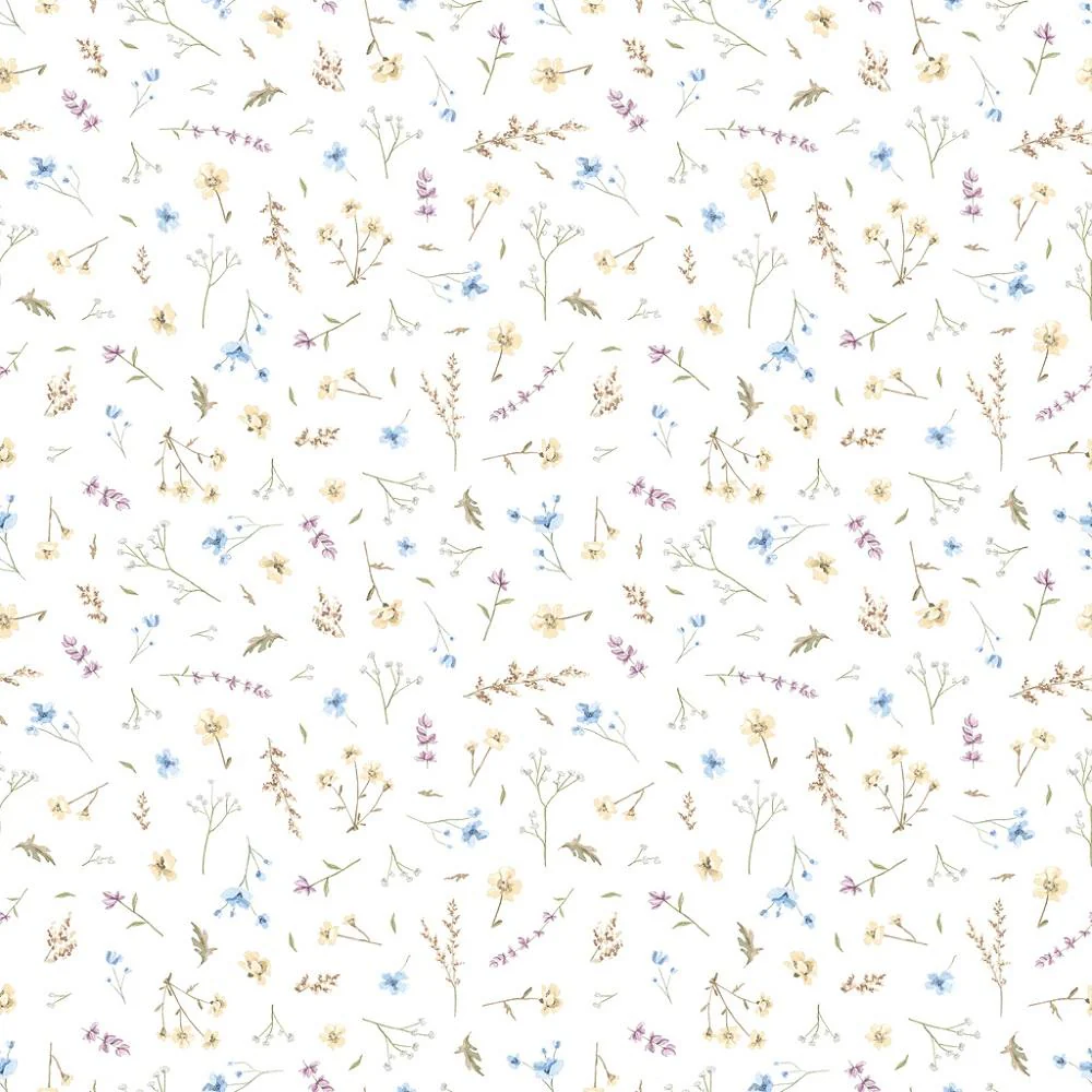 Little Critters Floral Fabric - White
