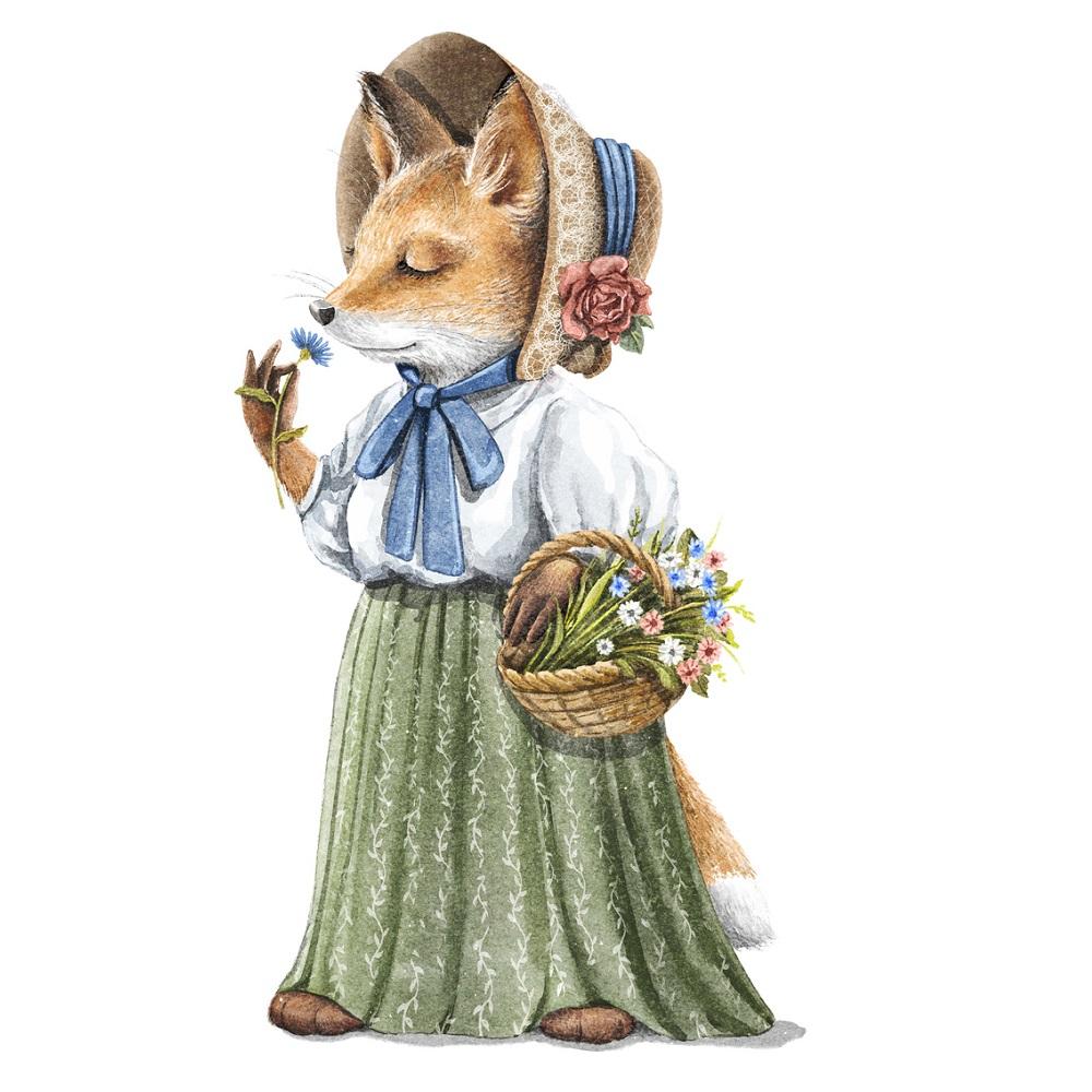 Little Critters Fox in Skirt Fabric Panel