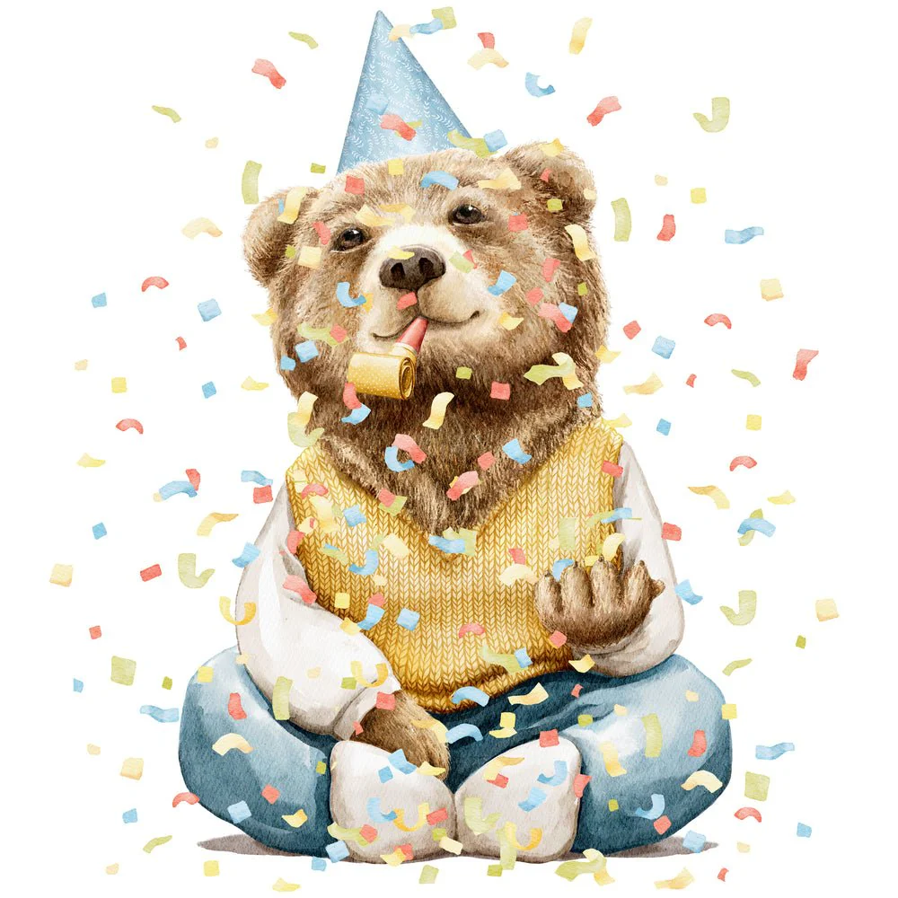 Little Critters It's a Party! Bear with Confetti Fabric Panel