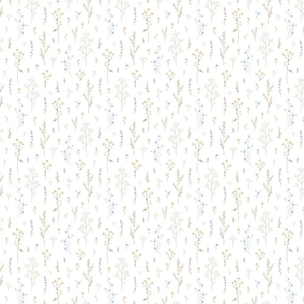 Little Critters Meadow Flowers Fabric - White