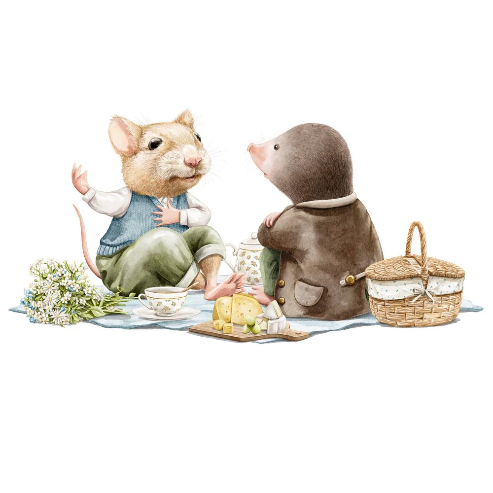 Little Critters Picnic by the River Scene #7 Fabric Panel