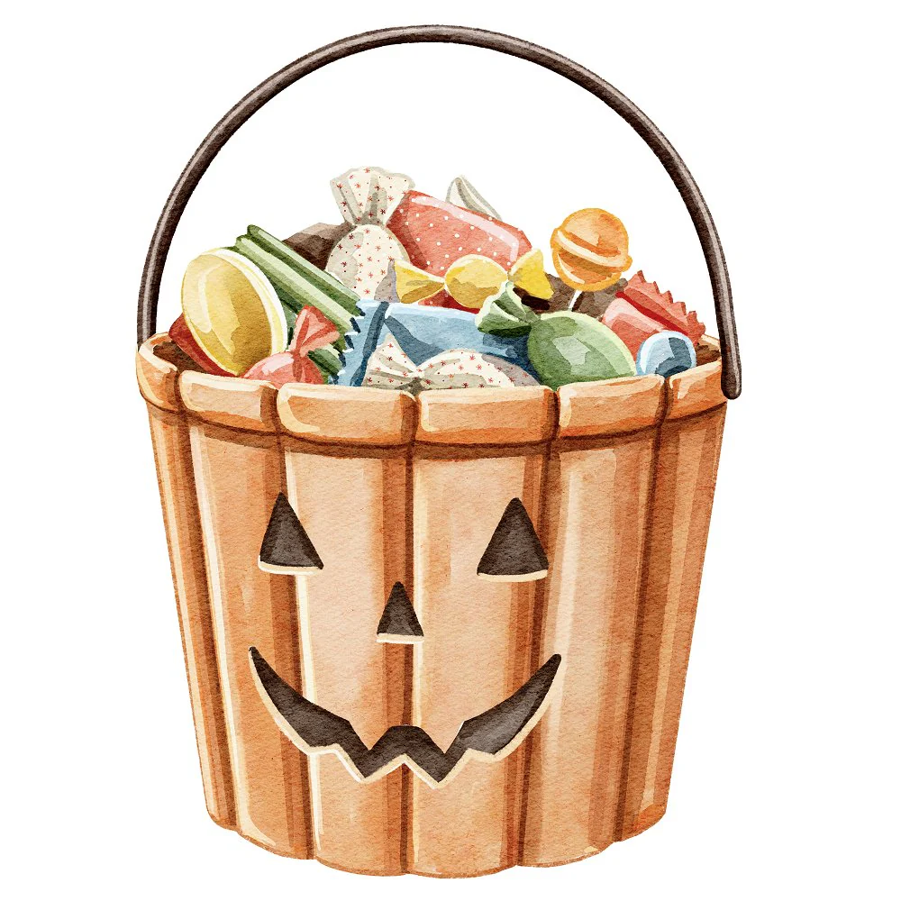 Little Critters Spooky Halloween Pumpkin Candy Basket #1 Fabric Panel