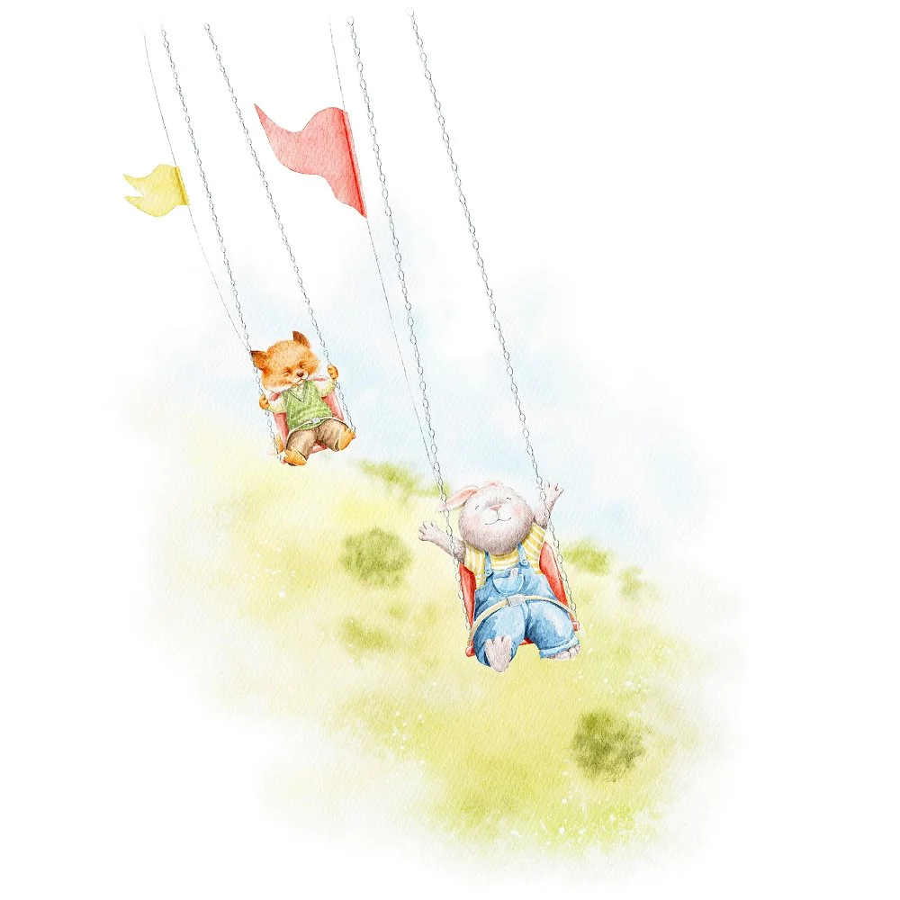 Little Critters Summer Fun Scene #3 Fabric Panel