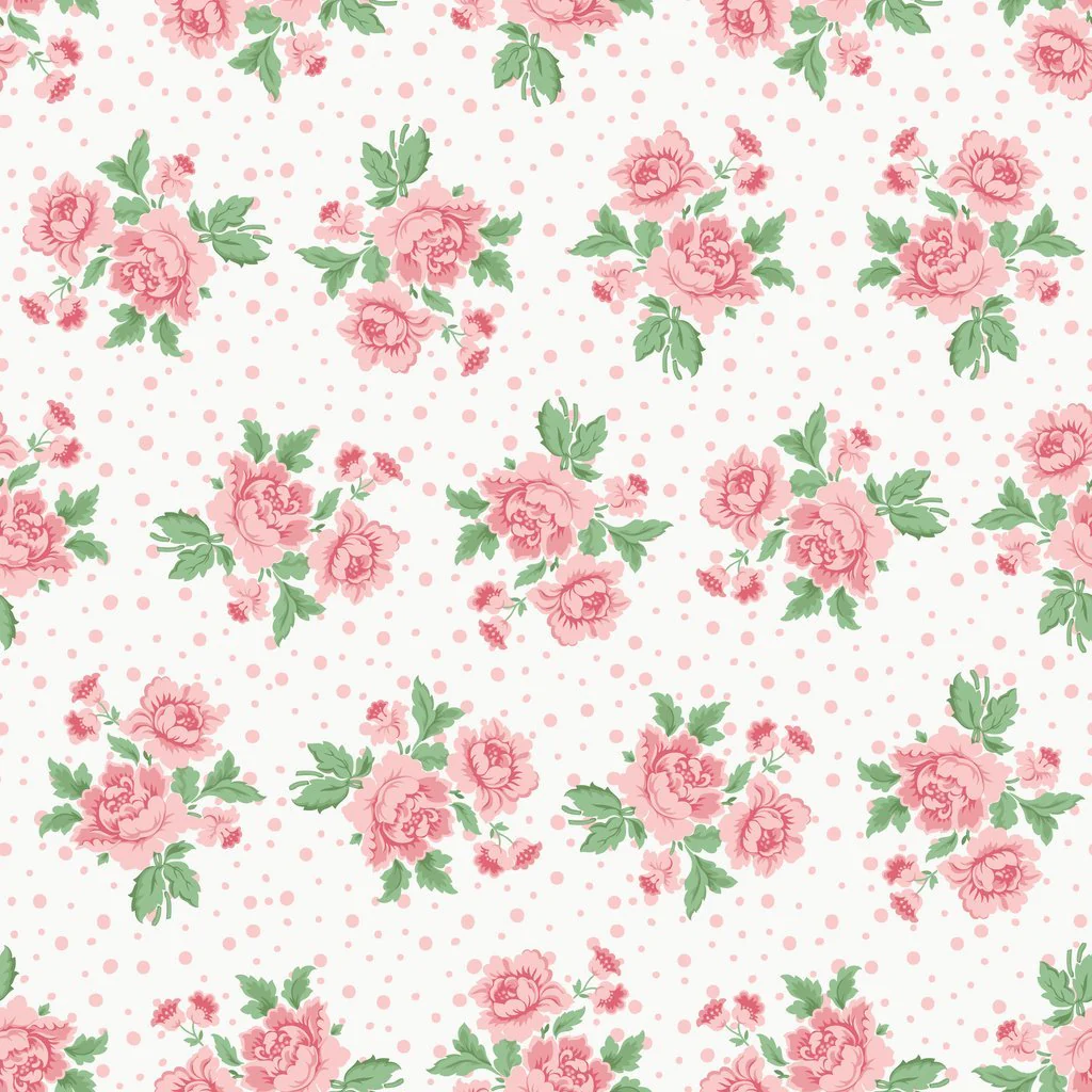 Little Rose Bouquet With Dots Fabric