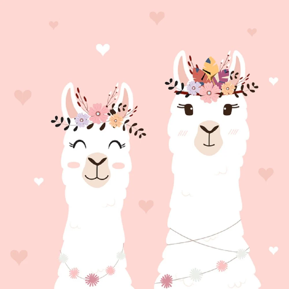 Llama Love Fabric Panel - Pink